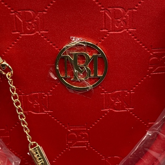 Badgley Mischka Red Logo Satchel Purse - Picture 3 of 7